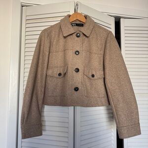 Zara Women's Cropped Beige Jacket M